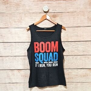 💟 Boom Squad Graphic Dark Gray Mens Tank Top L
